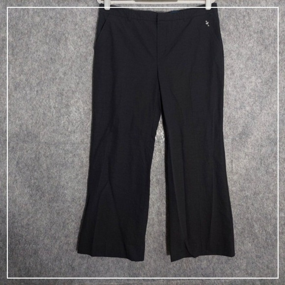 Emporio‎ Armani Women Pants 10 Wide Leg Crop Nylon Textured Black Pockets Casual